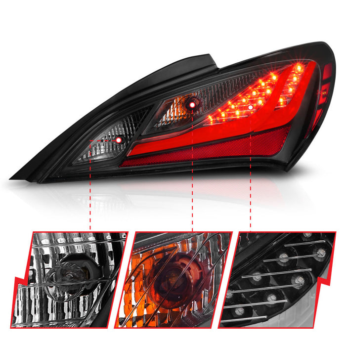 ANZO 10-13 Hyundai Genesis 2DR Feux arrière à LED Fumés