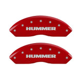 Couvre-étriers MGP 4 gravés avant et arrière finition rouge Hummer argent ch