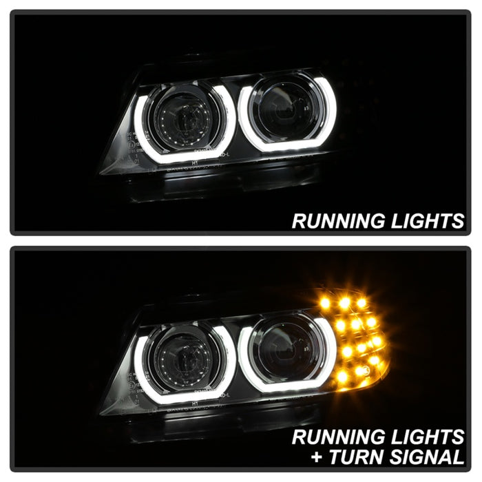 Phares de projecteur Spyder 09-12 BMW E90 Série 3 4DR Halogène - LED - Noir - PRO-YD-BMWE9009-BK