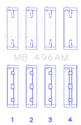 King Engine Bearings Mazda KL V6 (Size STD) Main Bearing Set of 4