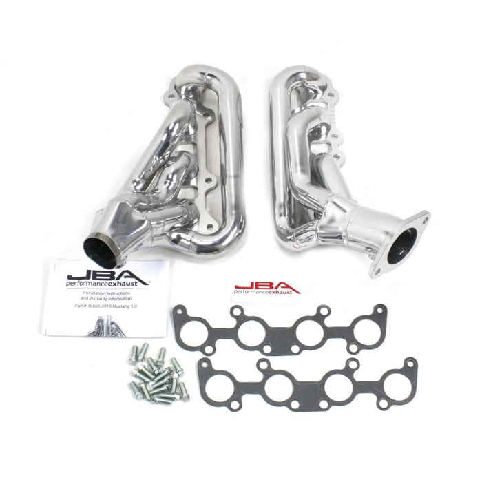 Collecteur d'échappement JBA 15-20 Ford Mustang 5.0L 1-3/4 po en acier inoxydable argent céramique Shorty