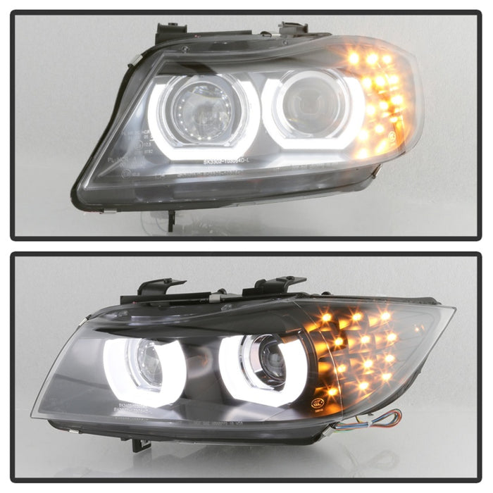 Spyder 09-12 BMW E90 Série 3 4DR HID avec AFS uniquement - Clignotants à LED - Noir - PRO-YD-BMWE9009-AFSHID-BK