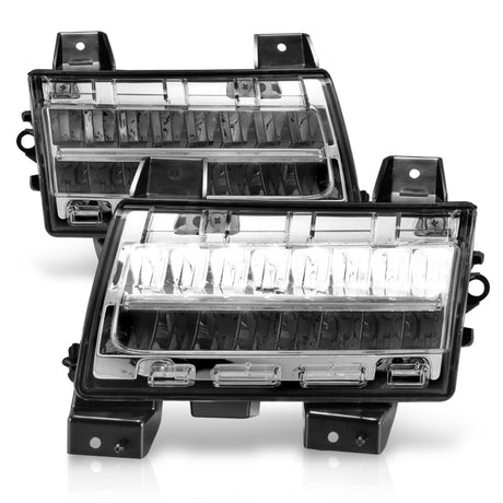Marqueurs latéraux à LED ANZO 2018-2021 Jeep Wrangler, boîtier chromé, lentille transparente avec signal séquentiel