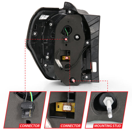 ANZO 2014-2020 Toyota 4Runner TL Boîtier noir Lentille fumée Barre lumineuse rouge avec séquentiel