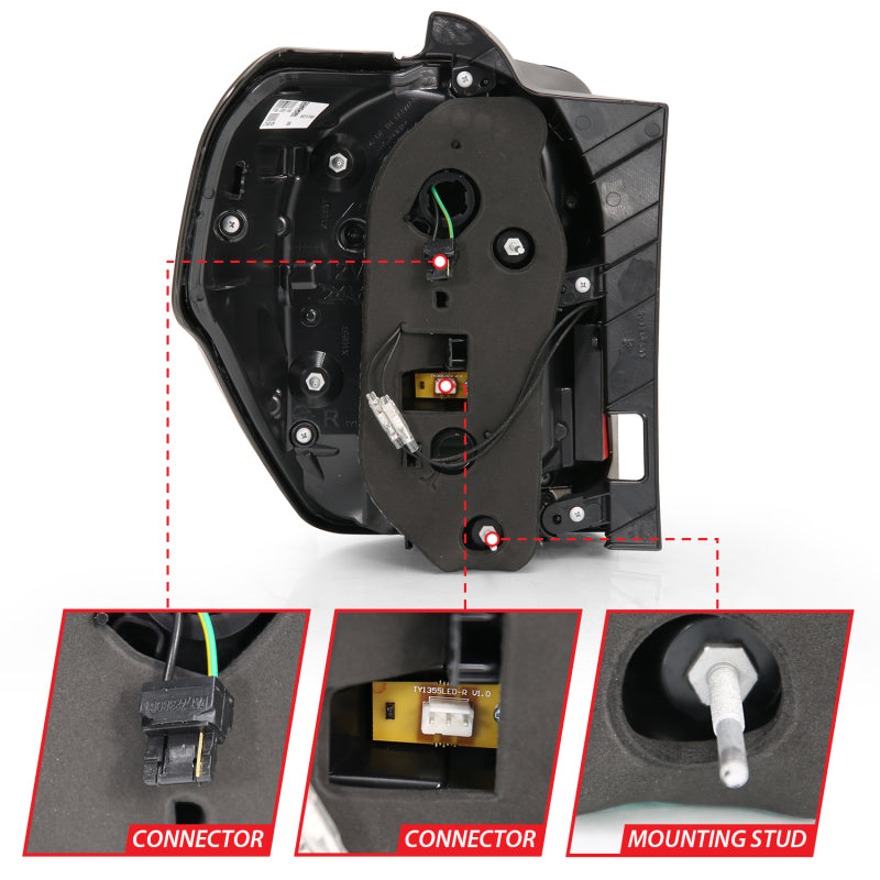 ANZO 2014-2020 Toyota 4Runner TL Boîtier noir Lentille fumée Barre lumineuse rouge avec séquentiel