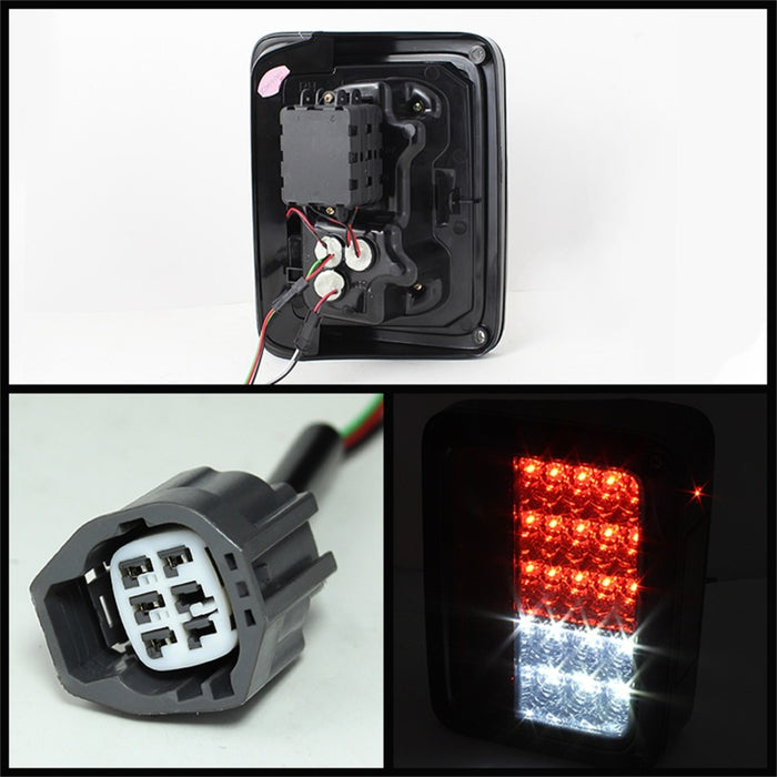 Feux arrière à LED Spyder Jeep Wrangler 07-15 Rouge Transparent ALT-YD-JWA07-LED-RC