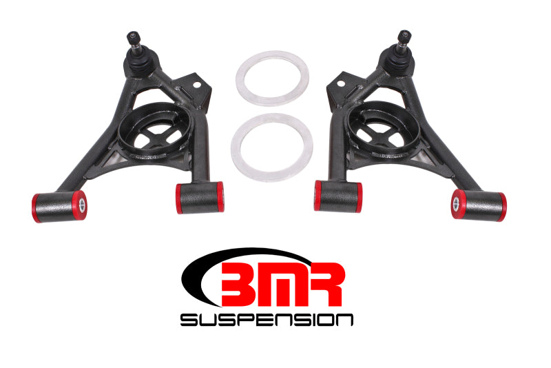 Bras de suspension inférieur avant BMR 79-93 Mustang Fox avec poche à ressort/rotule haute - Black Hammertone