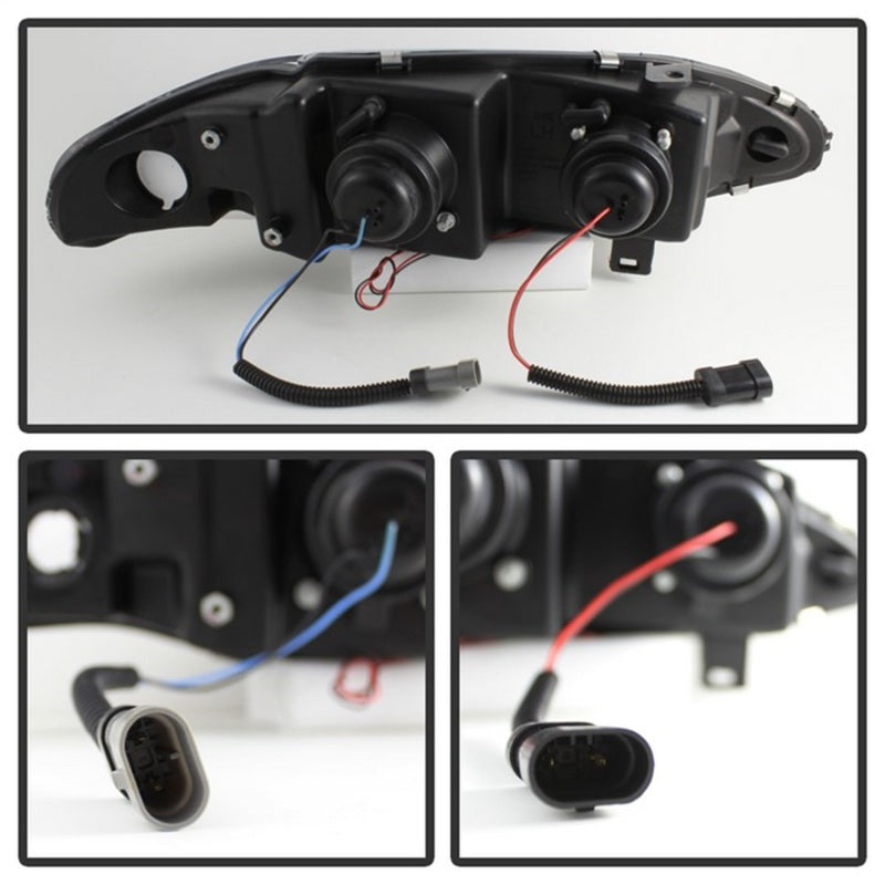 Phares de projecteur Spyder Mitsubishi Eclipse 97-99 LED Halo noir haut H1 bas H1 PRO-YD-ME97-HL-BK