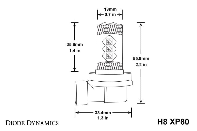 Diode Dynamics H8 XP80 LED - Froid - Blanc (Paire)