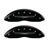MGP 4 Caliper Covers Engraved Front & Rear Style 2/Chrysler Wing Black finish silver ch