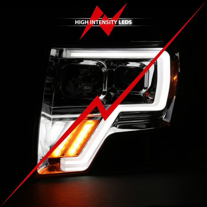 Barre lumineuse de projecteur ANZO 2009-2013 Ford F-150 G4 Switchback HL Chrome Ambre