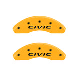 Couvre-étriers MGP 4 gravés à l'avant 2016/CIVIC gravés à l'arrière 2016/CIVIC finition jaune noir ch