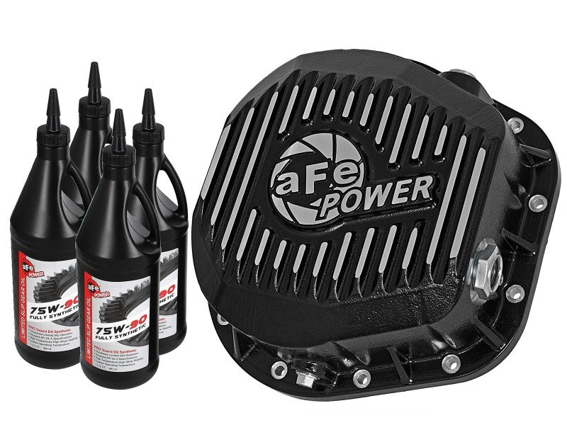 Kit de couvercle de différentiel arrière aFe Pro Series noir avec huile pour engrenages 86-16 Ford F-250/F-350 V8 7,3 L/6,0 L/6,4 L/6,7 L