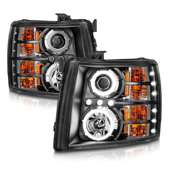 Phares de projecteur ANZO 2007-2013 Chevrolet Silverado 1500 avec halo noir