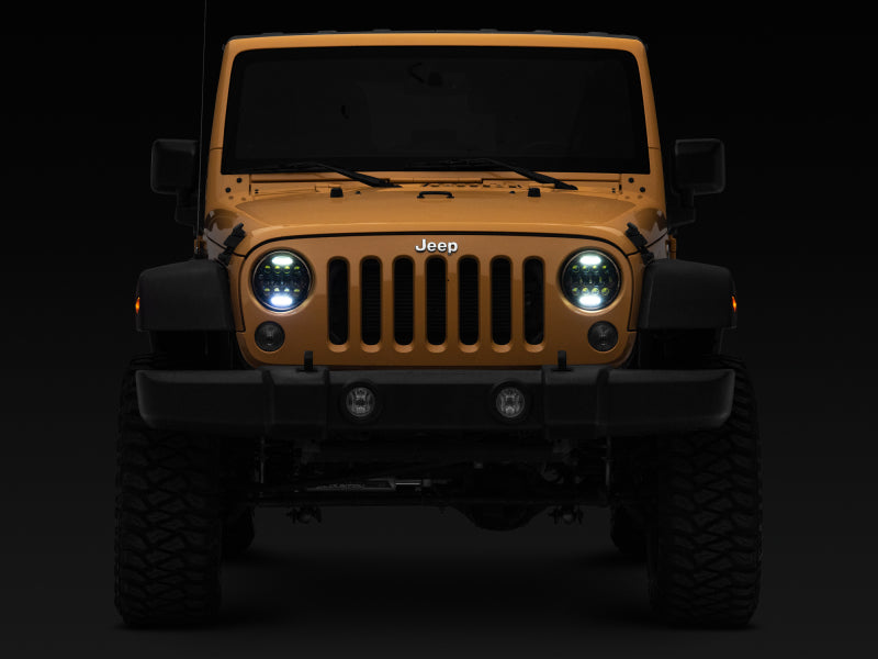 Phares à 13 LED Raxiom pour Jeep Wrangler TJ/JK Axial Series 97-18 - Boîtier noir (lentille transparente)