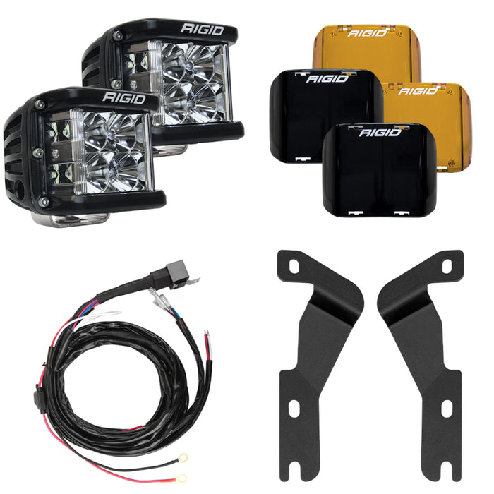 Kit de montage de feu de montant A pour Toyota Tacoma 16-20 de Rigid Industries (avec couvercles D-SS Flood/noir/jaune)