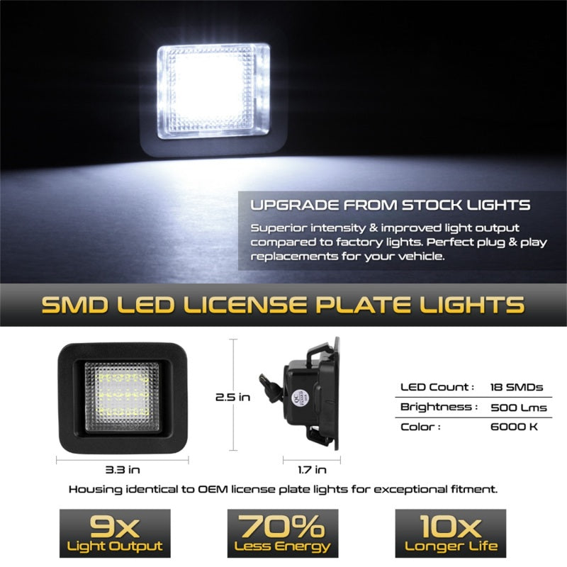 Xtune 05-18 Ford F150 T10 Connecteur LED Ensemble d'ampoule de plaque d'immatriculation Blanc 5500K LAC-LP-FF15015 -Paire