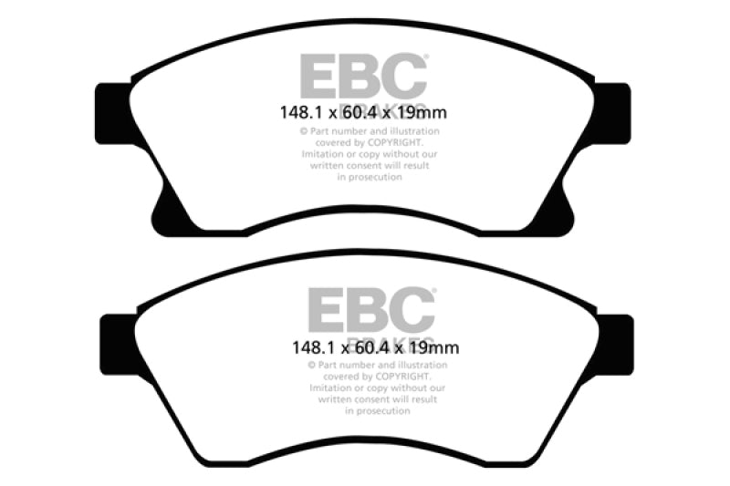 Plaquettes de frein avant Greenstuff EBC 11+ Chevrolet Cruze 1.4 Turbo (rotor avant de 10,9 pouces)