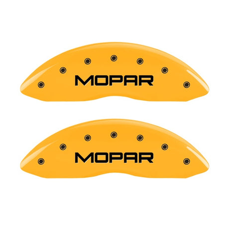 MGP Front set 2 Caliper Covers Engraved Front MOPAR Yellow finish black ch