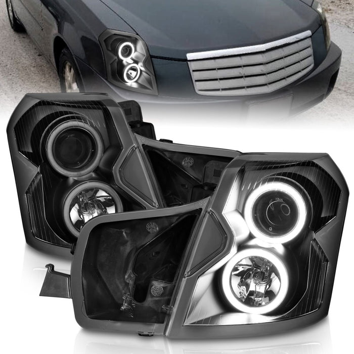 Phares de projecteur ANZO 2003-2007 Cadillac Cts avec halo noir (CCFL)