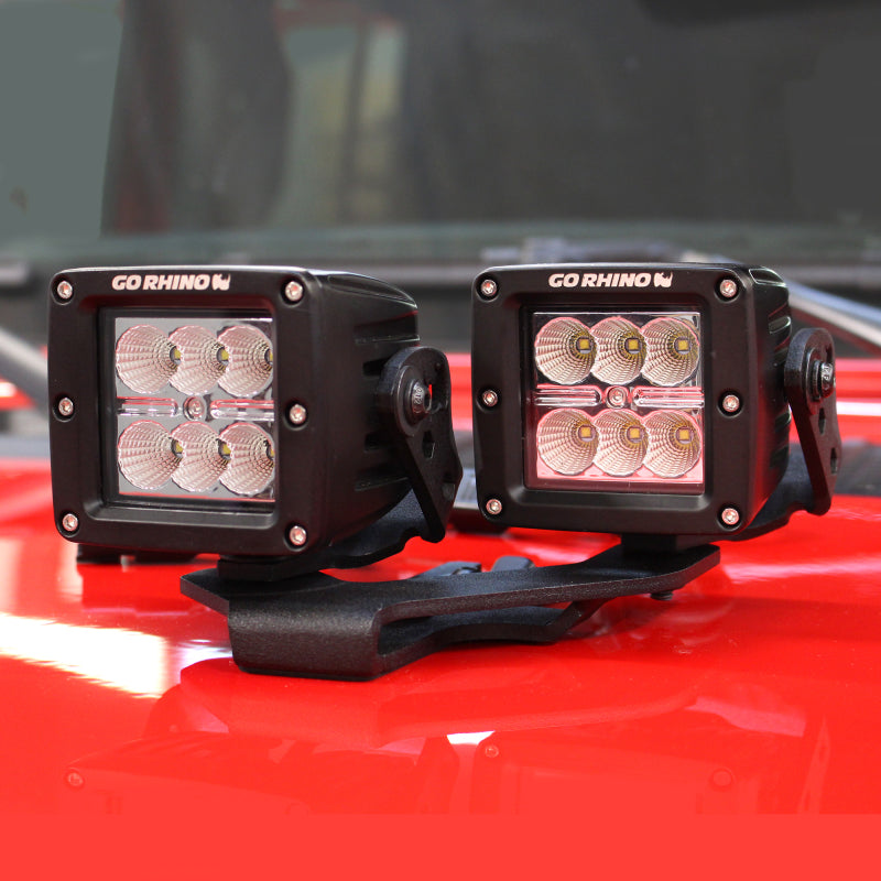 Go Rhino 18-20 Jeep Wrangler JL/JLU/Gladiator JT Light Mount - Two 3in Cubes