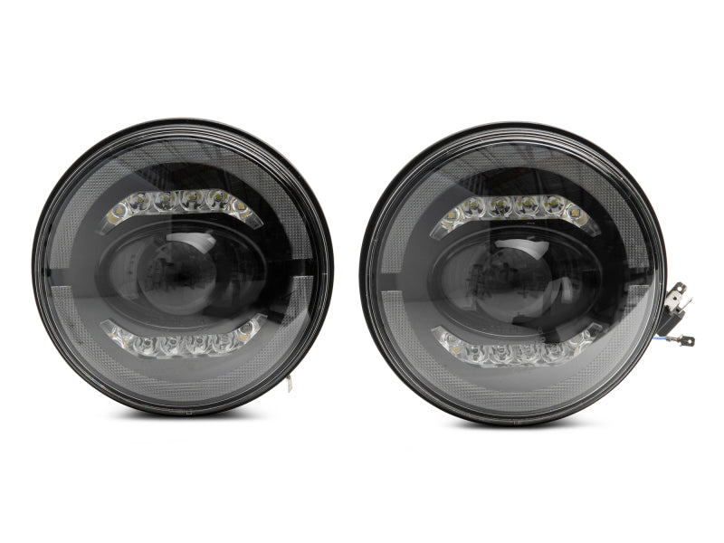 Phares à LED Raxiom 07-18 Jeep Wrangler JK Axial Series - Boîtier noir (lentille transparente)