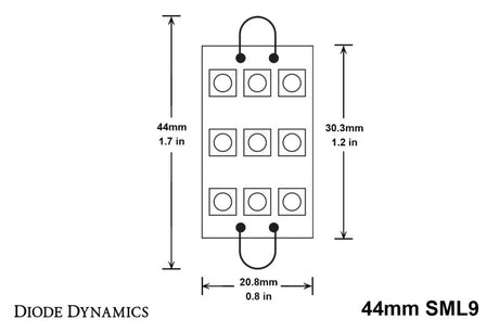 Ampoule LED SML9 44 mm de Diode Dynamics - Ambre (paire)