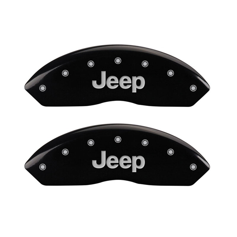 MGP Front set 2 Caliper Covers Engraved Front JEEP Black finish silver ch