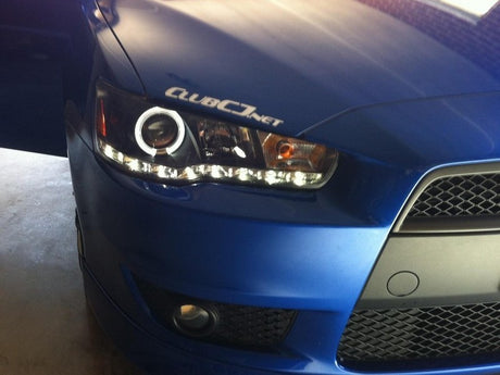Projecteur Spyder Mitsubishi Lancer/EVO-10 08-14 Modèle halogène - LED Halo DRL Blk PRO-YD-ML08-DRL-BK