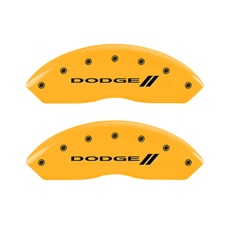 MGP 4 Caliper Covers Engraved F & R Stripes/Dodge Yellow Finish Black Char 2010 Dodge Nitro