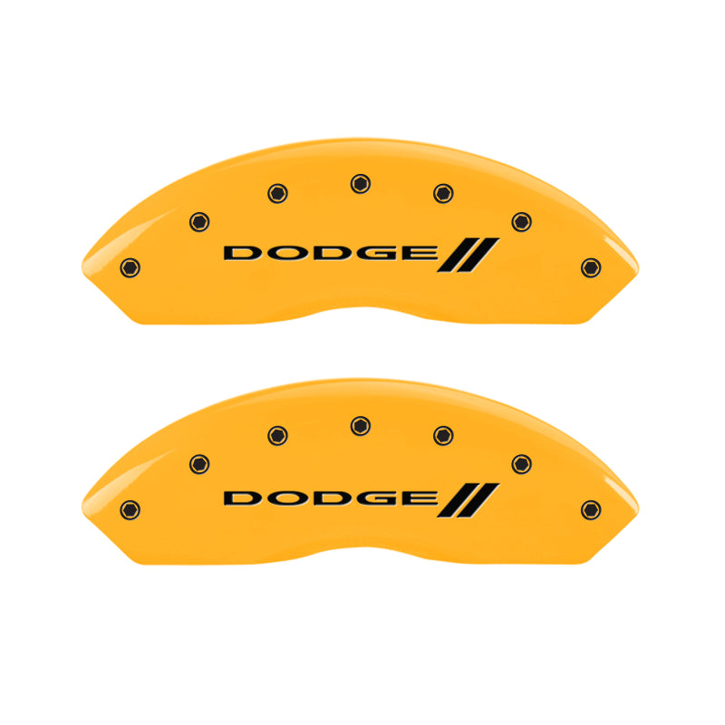 Couvre-étriers MGP 4, bandes avant et arrière gravées/finition jaune Dodge, noir Char 2010 Dodge Nitro