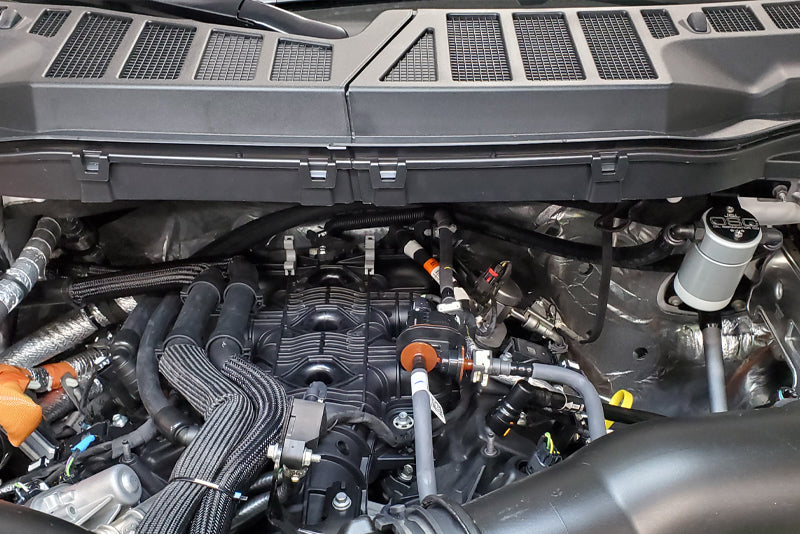 Séparateur d'huile côté passager J&amp;L 2021-2024 Ford F-150 3.5L 3.0 - Anodisé transparent