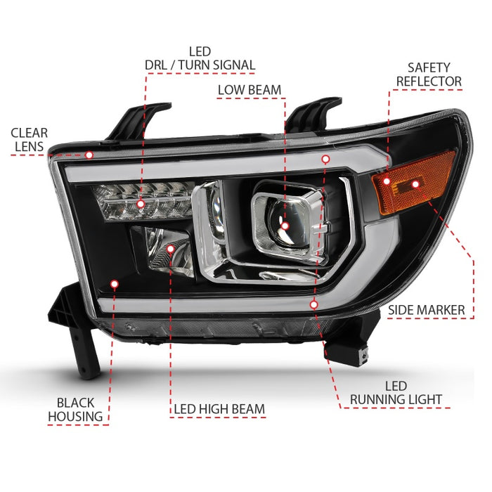 Barre lumineuse de projecteur ANZO 2007-2014 Toyota Tundra HL noir ambre (feux de route à LED) (version halogène)