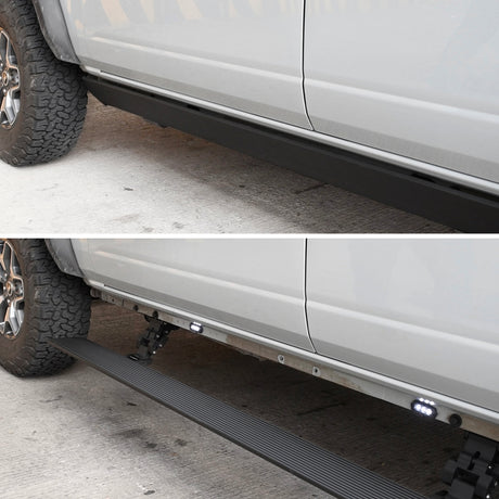 Kit de marchepieds électriques Go Rhino 21-23 Ford Bronco 4 portes E-BOARD E1 (sans perçage) - Tex. Blk