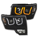 Phares de projecteur ANZO 2009-2014 Ford F-150 avec interrupteur en U noir et ambre