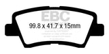 Plaquettes de frein arrière EBC 17+ Kia Sportage 2.0L Turbo (traction avant avec boîte manuelle) Ultimax