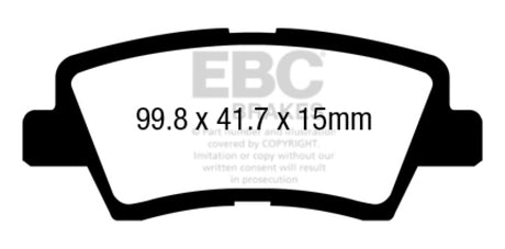 EBC 17+ Kia Sportage 2.0L Turbo (FWD w/Manual PB) Ultimax Rear Brake Pads