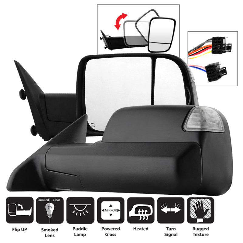xTune Dodge Ram 1500 09-12 L&R Manual Extendable Power Heated Adjust Mirror MIR-DRAM09S-PWH-SET