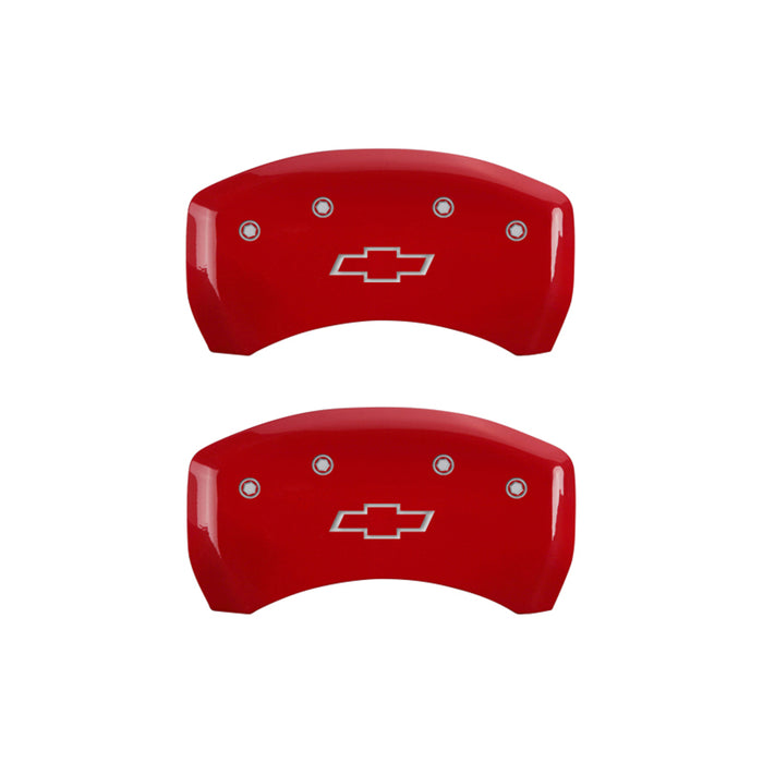 MGP 4 Caliper Covers Engraved Front & Rear Bowtie Red finish silver ch