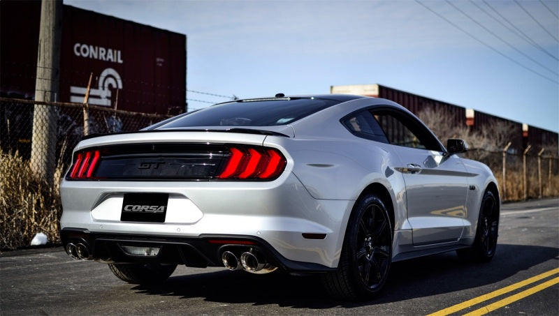 Ford Mustang GT Fastback 5,0 L 2018+ Système Cat-Back 3 pouces Double sortie arrière avec embouts noirs de 4 pouces