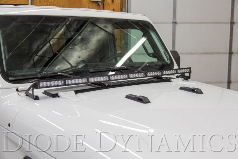 Diode Dynamics 18-21 Jeep JL Wrangler/Gladiator SS50 Hood LED Light Bar Kit - Amber Flood