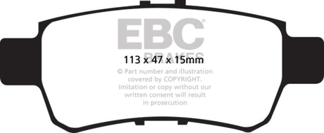 Plaquettes de frein arrière EBC 05-10 Honda Odyssey 3.5 Greenstuff (pour disques de 11,7 po)