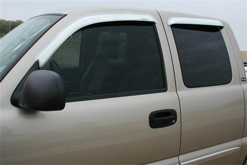 Stampede 1999-2006 Chevy Silverado 1500 Extended Cab Pickup Tape-Onz Sidewind Deflector 4pc Chrome