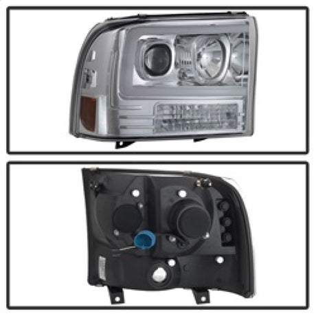Phares de projecteur à barre lumineuse Spyder 99-04 Ford F-250 Super Duty - Chrome (PRO-YD-FF25099V2-LB-C)