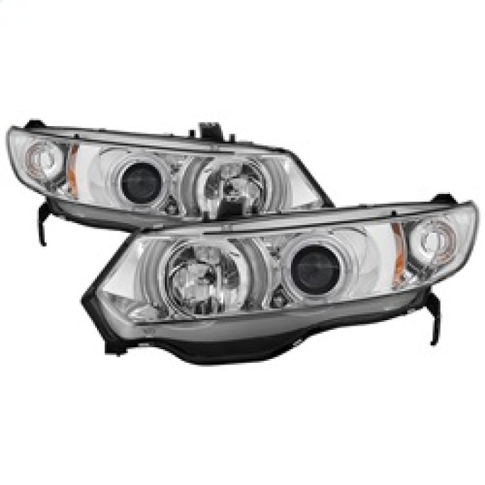 Phares de projecteur Spyder Honda Civic 06-08 2 portes LED Halo Chrome High H1 Low H1 PRO-YD-HC06-2D-HL-C