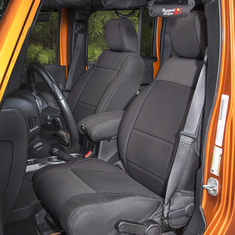 Ensemble de housses de siège Rugged Ridge noires pour Jeep Wrangler JK 2 portes 07-10