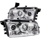 Phares de projecteur ANZO 2006-2010 Dodge Charger avec halo chromé