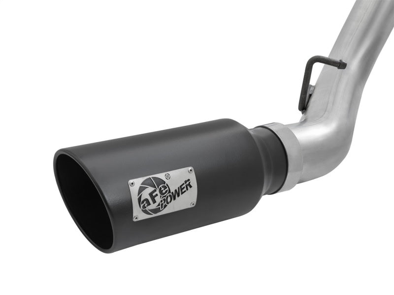 aFe LARGE Bore HD 4 pouces Double DPF-Back SS Échappement avec embout noir 16-17 GM Diesel Truck V8-6.6L (td) LML