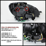 Phares de projecteur halogènes Spyder Mercedes Benz Classe C 08-11 - DRL Blk PRO-YD-MBW20408-DRL-BK