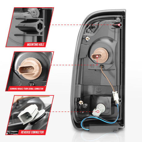 Feux arrière à LED ANZO 2008-2016 Ford F-250 Boîtier chromé Lentille fumée (paire)